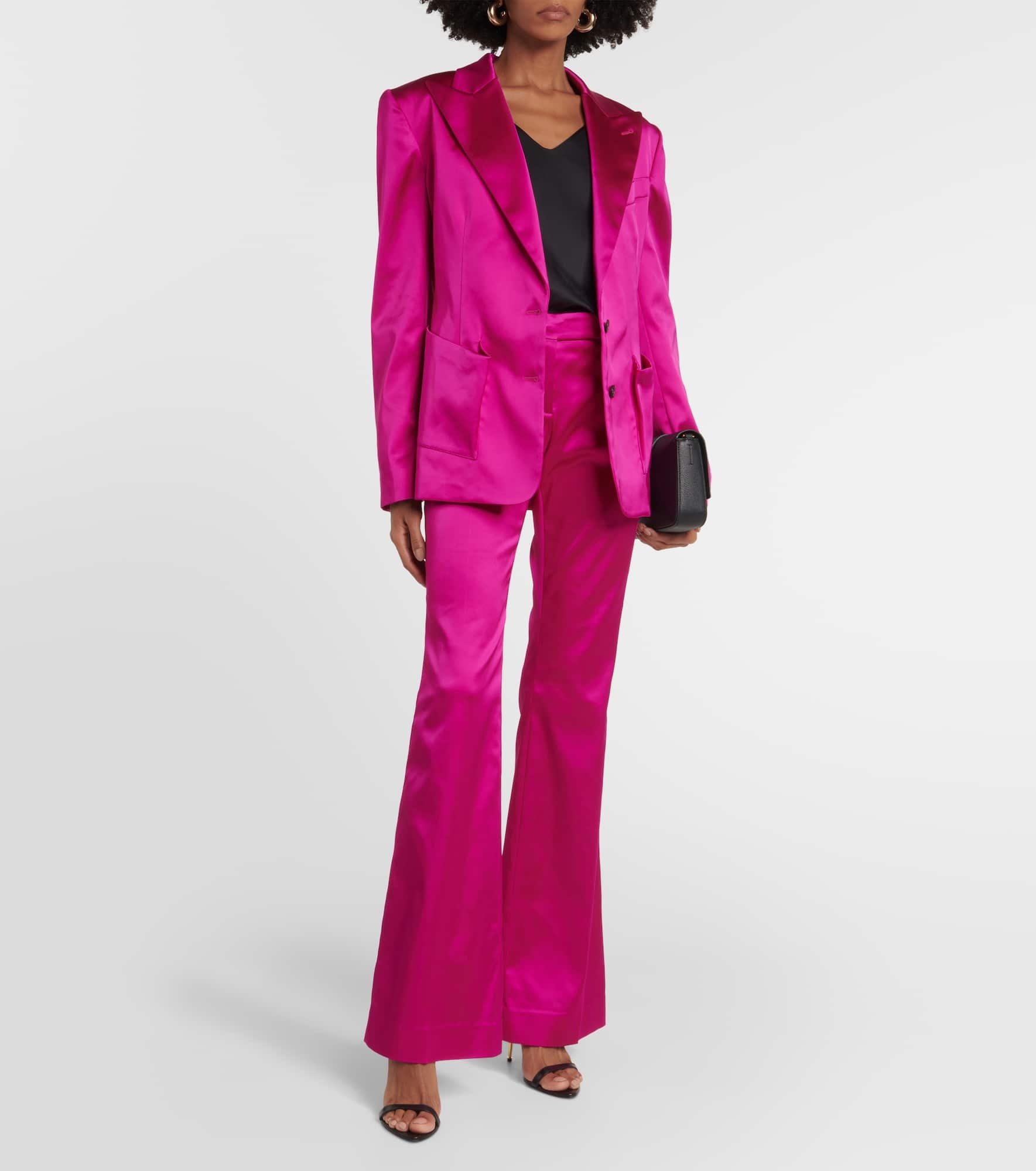 Low-rise flared satin pants - 2