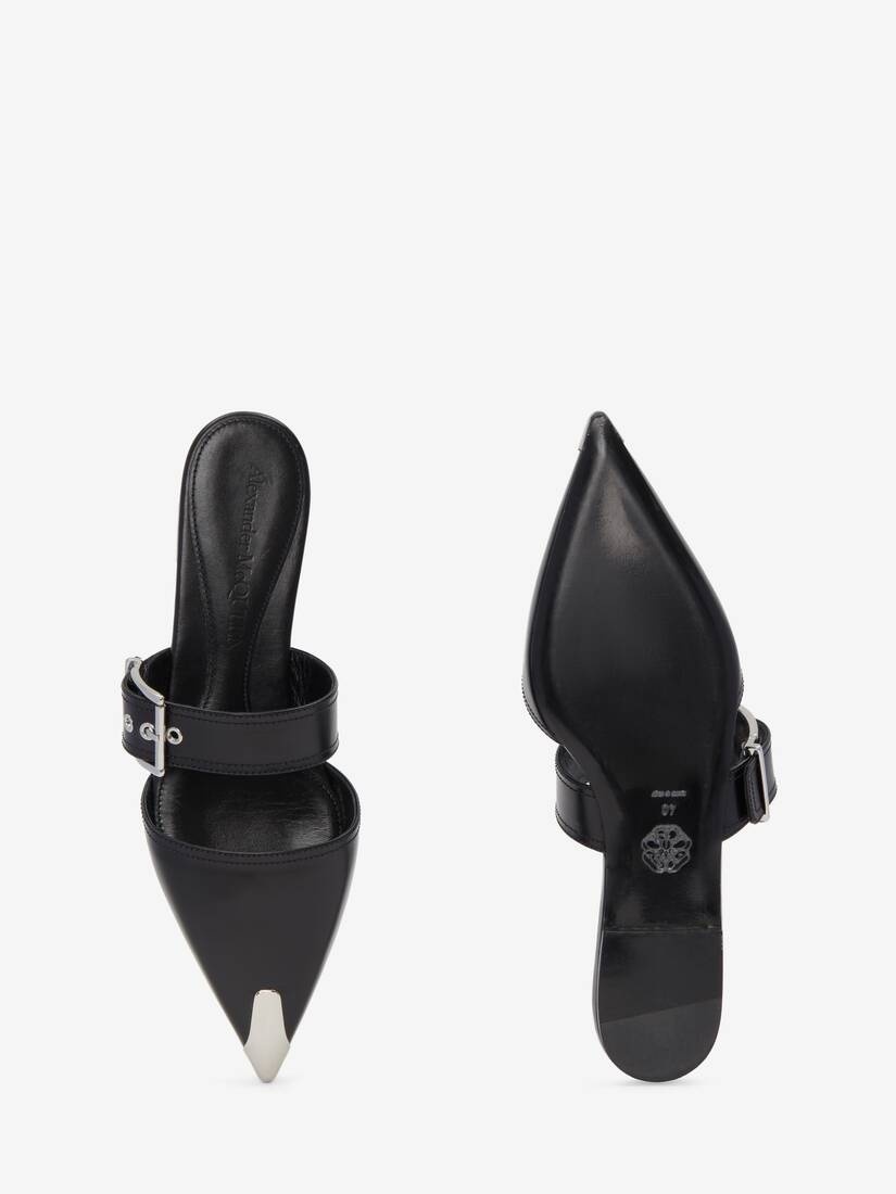 Punk Flat Mule in Black/silver - 4