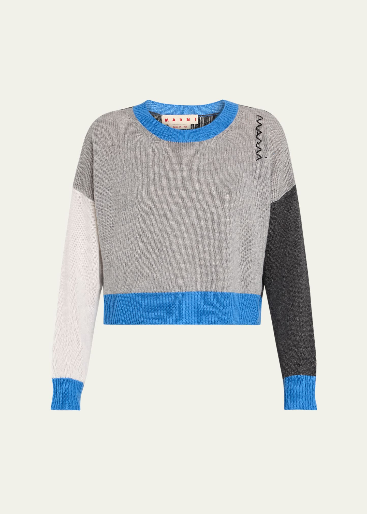 Colorblock Cashmere Crewneck Sweater - 1