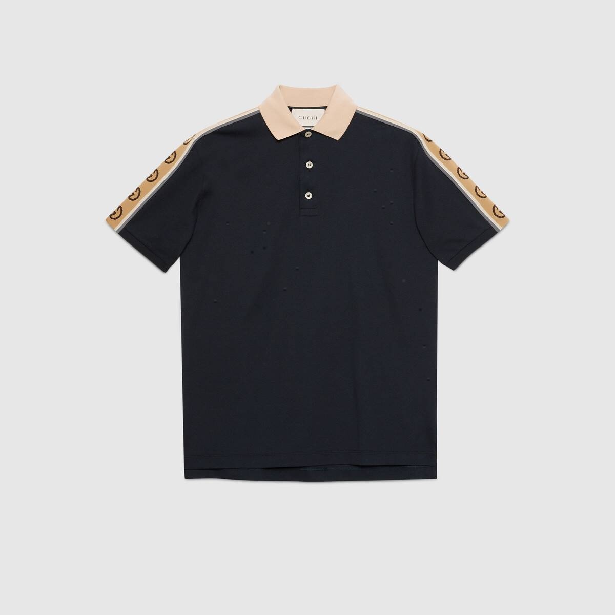 Cotton polo with Interlocking G stripe - 1