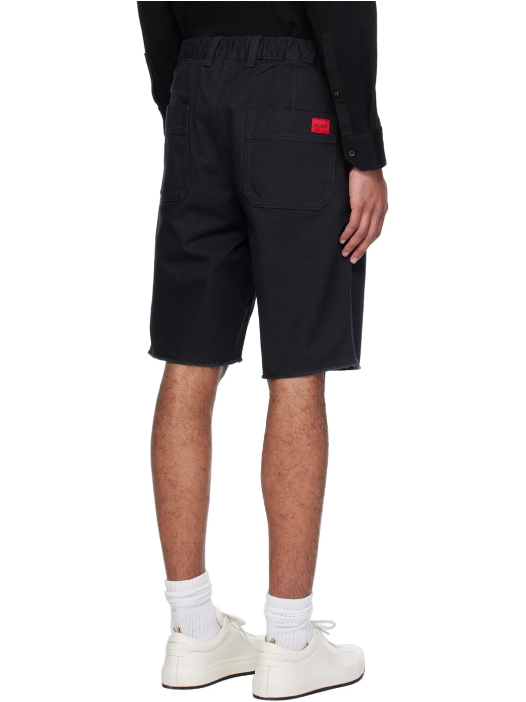 Black Raw Edge Shorts - 3