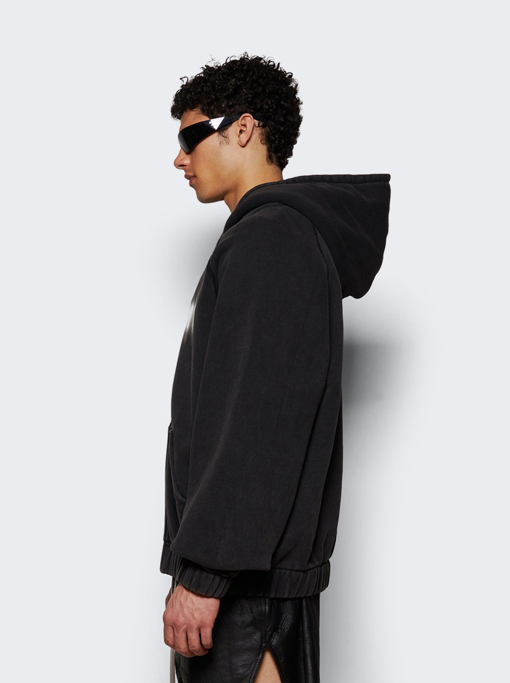 Community Zipped Hoodie Washed Black - 3