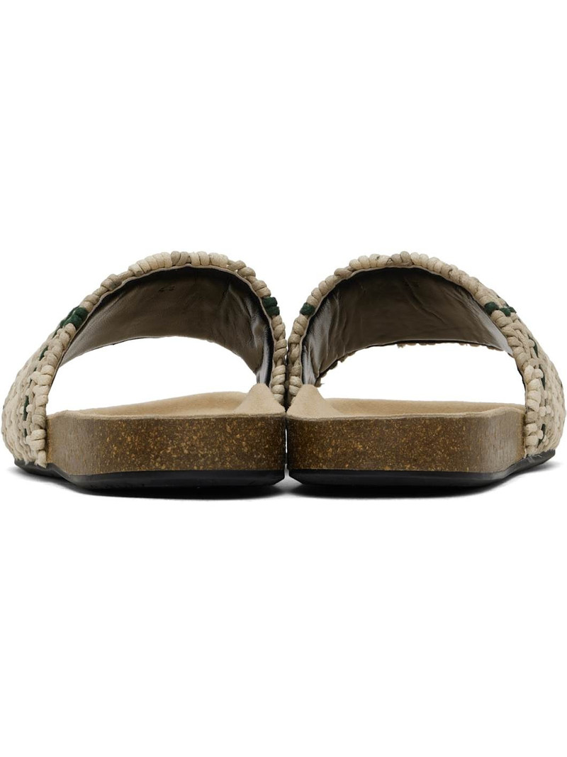 Beige & Green Check Sandals 2