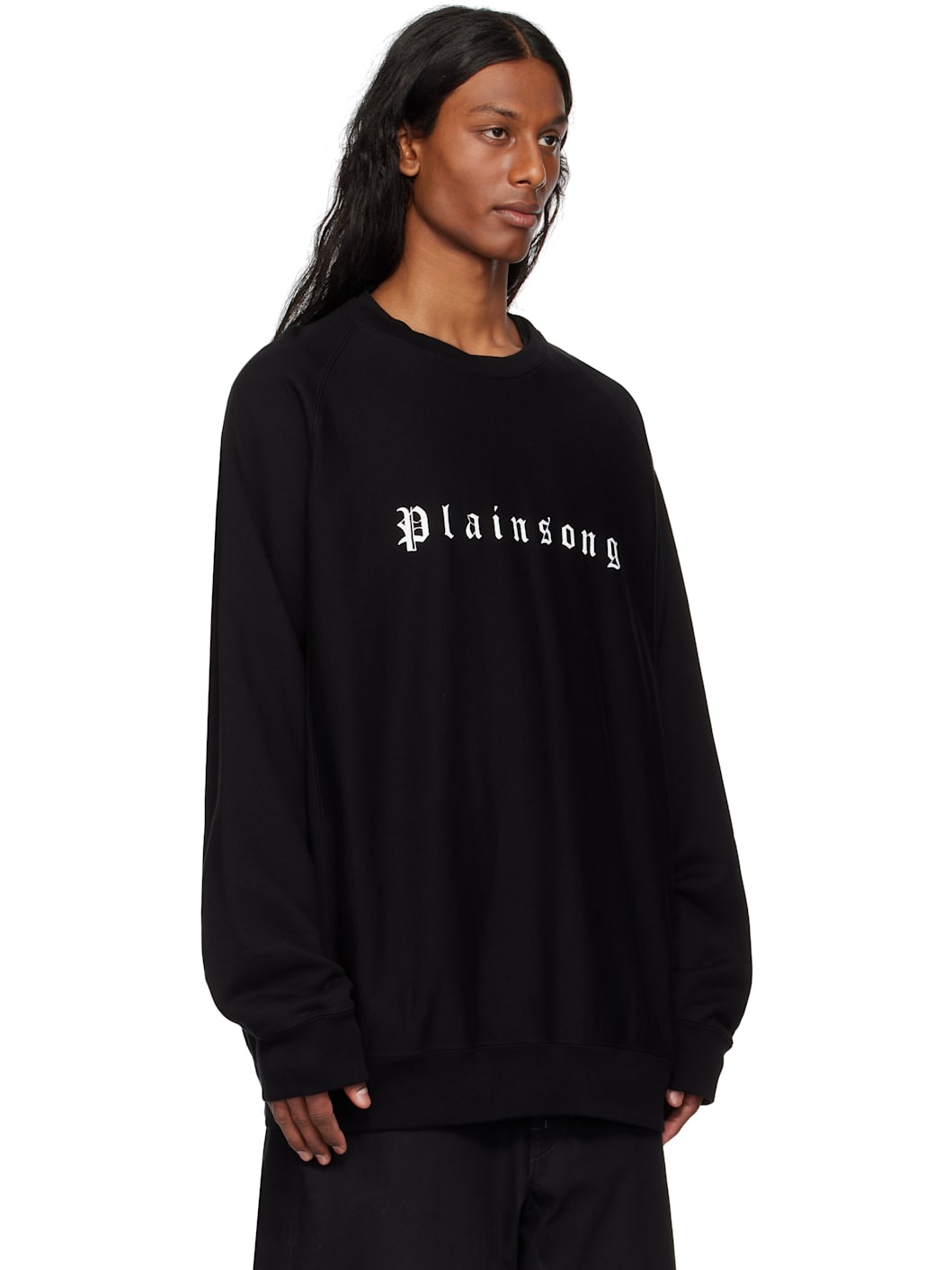 Black Oversized Crew Neck 'Plainsong' Sweatshirt - 2