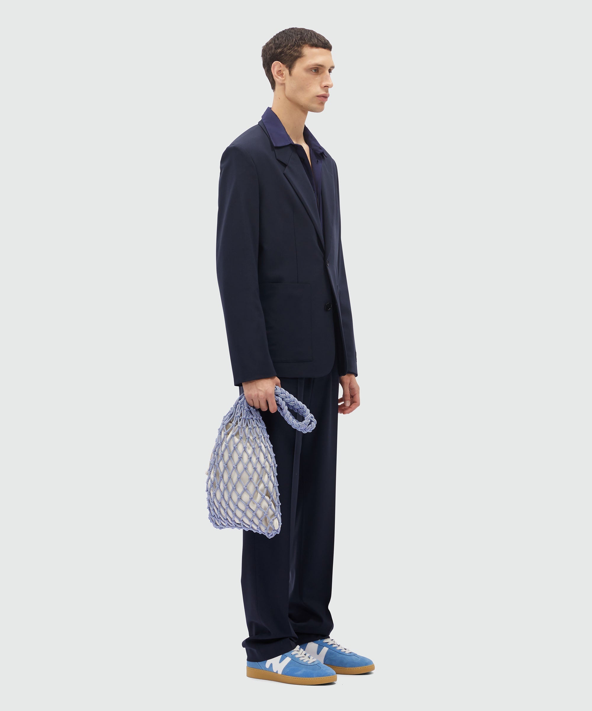 Dark blue chino trousers in light wool - 4