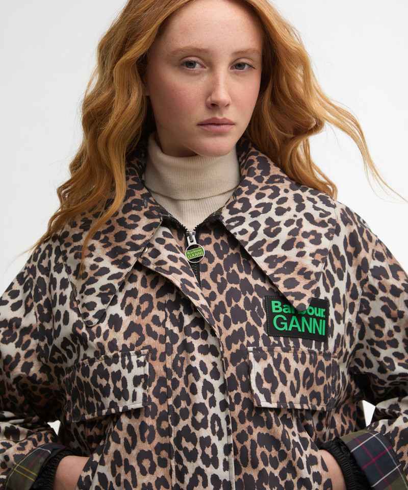 x GANNI Leopard Print Waterproof Parka Jacket 6