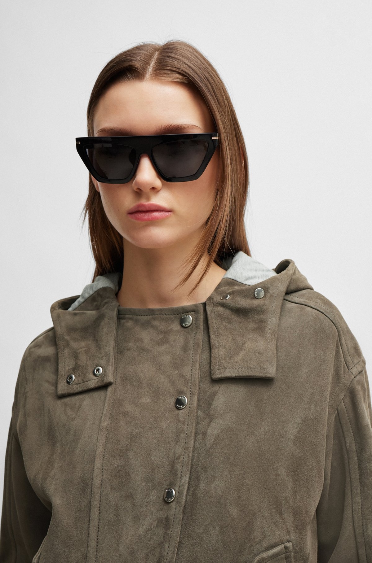 REGULAR-FIT HOODED JACKET IN SOFT SUEDE - 5