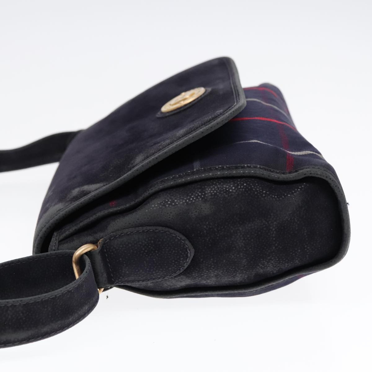 Burberry Nova Check Shoulder Bag Canvas Navy Gold - 4