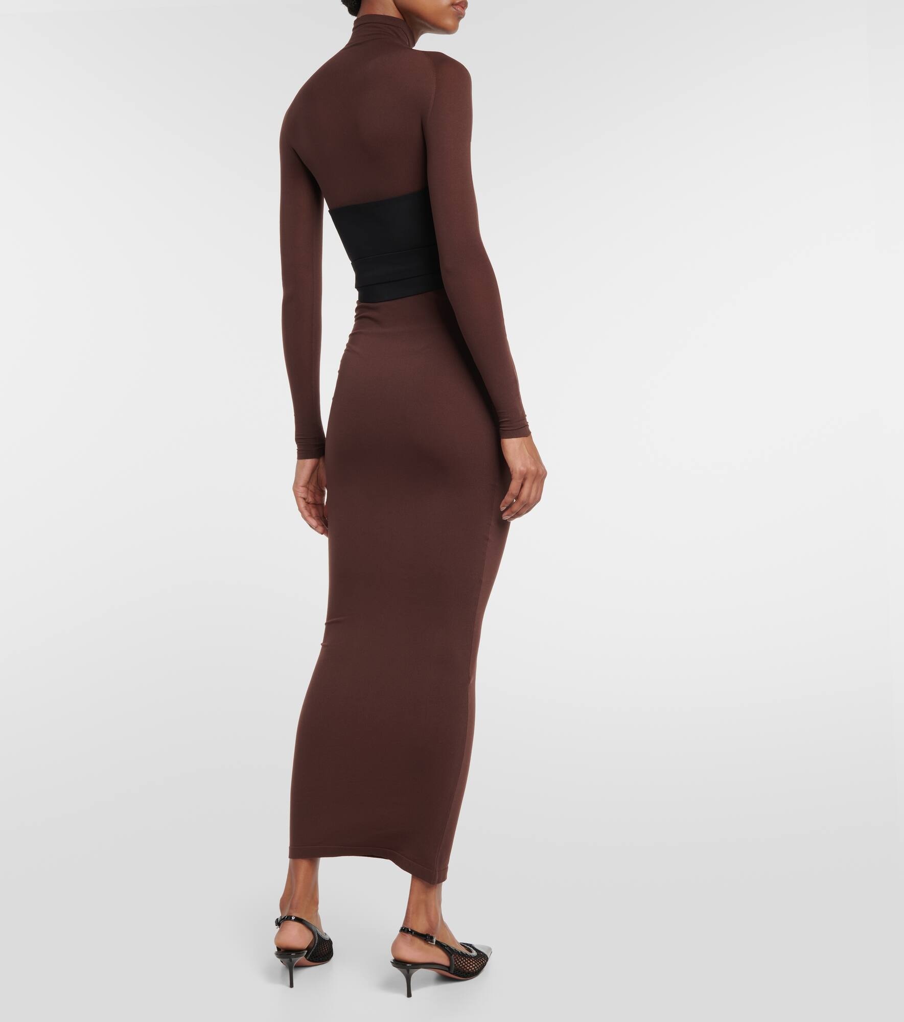 Belted jersey turtleneck maxi dress - 3