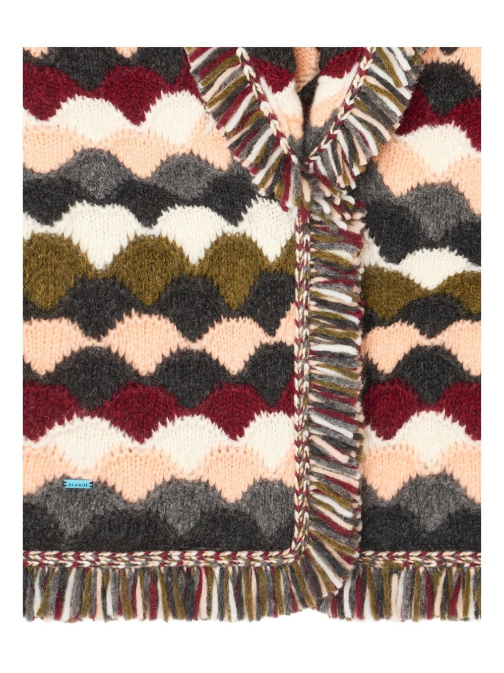 wave-pattern fringed cardigan - 5
