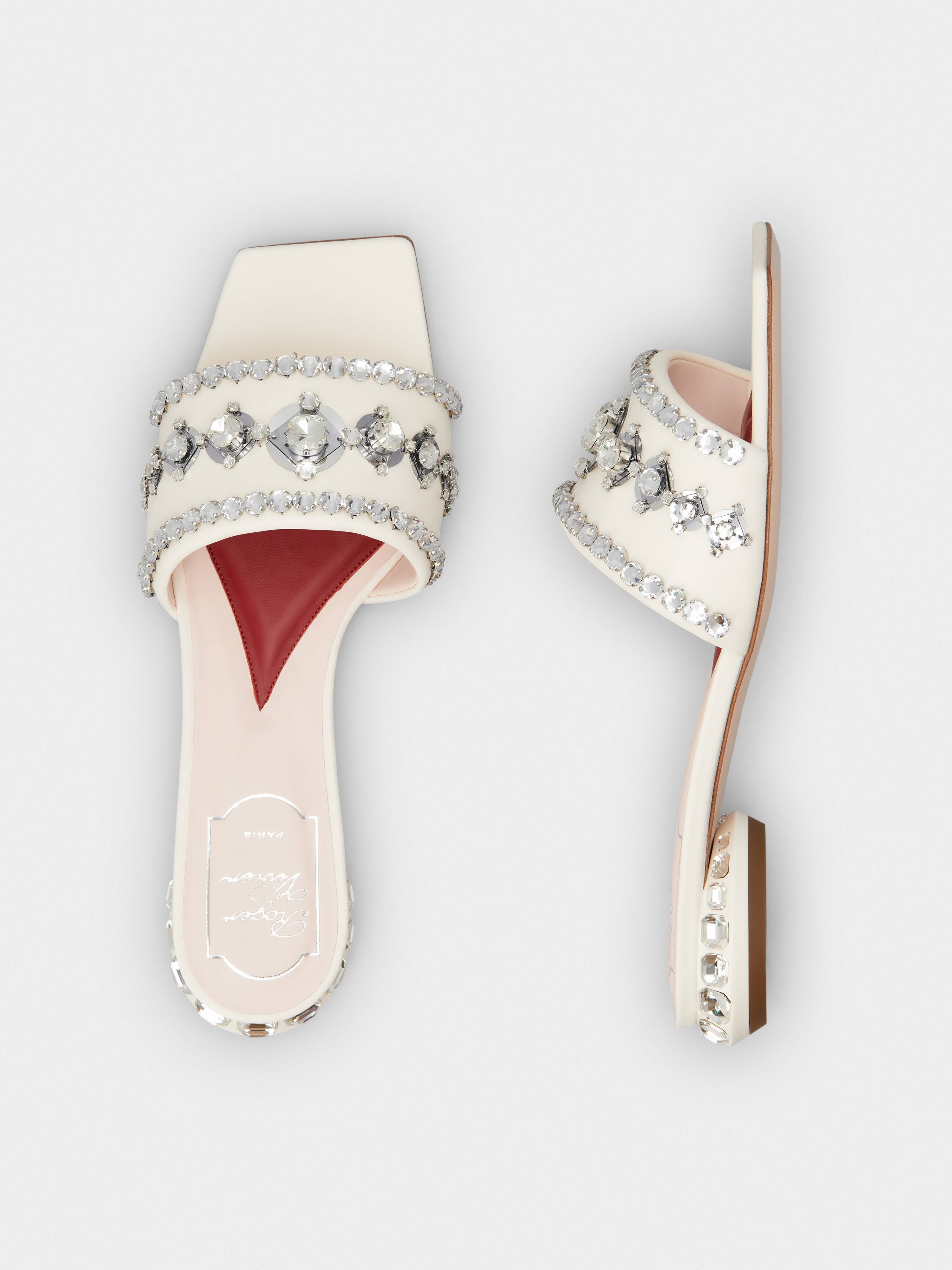 Strass Heel Disco Slides in Nappa Leather - 4