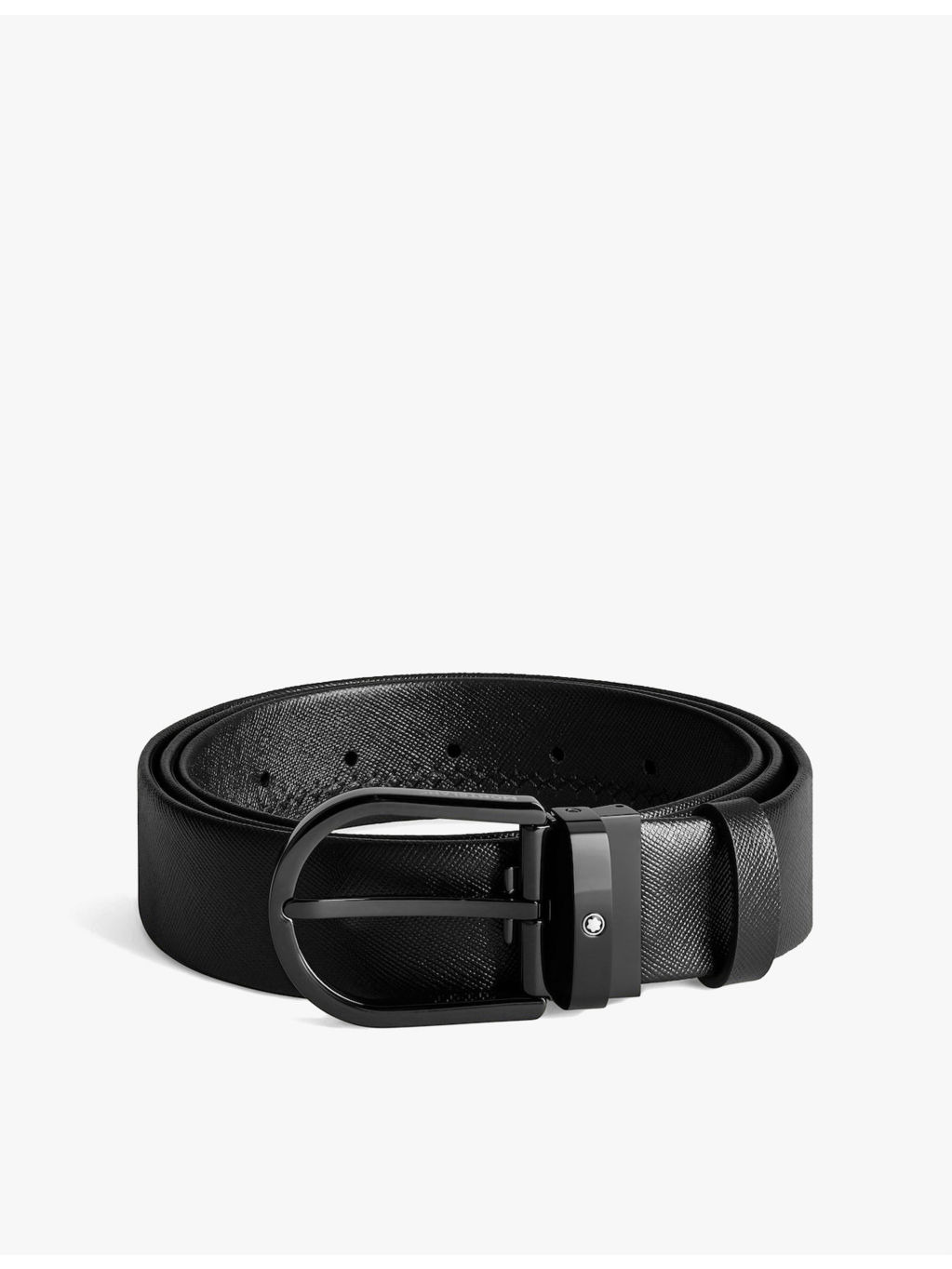 Horseshoe-buckle leather belt - 1