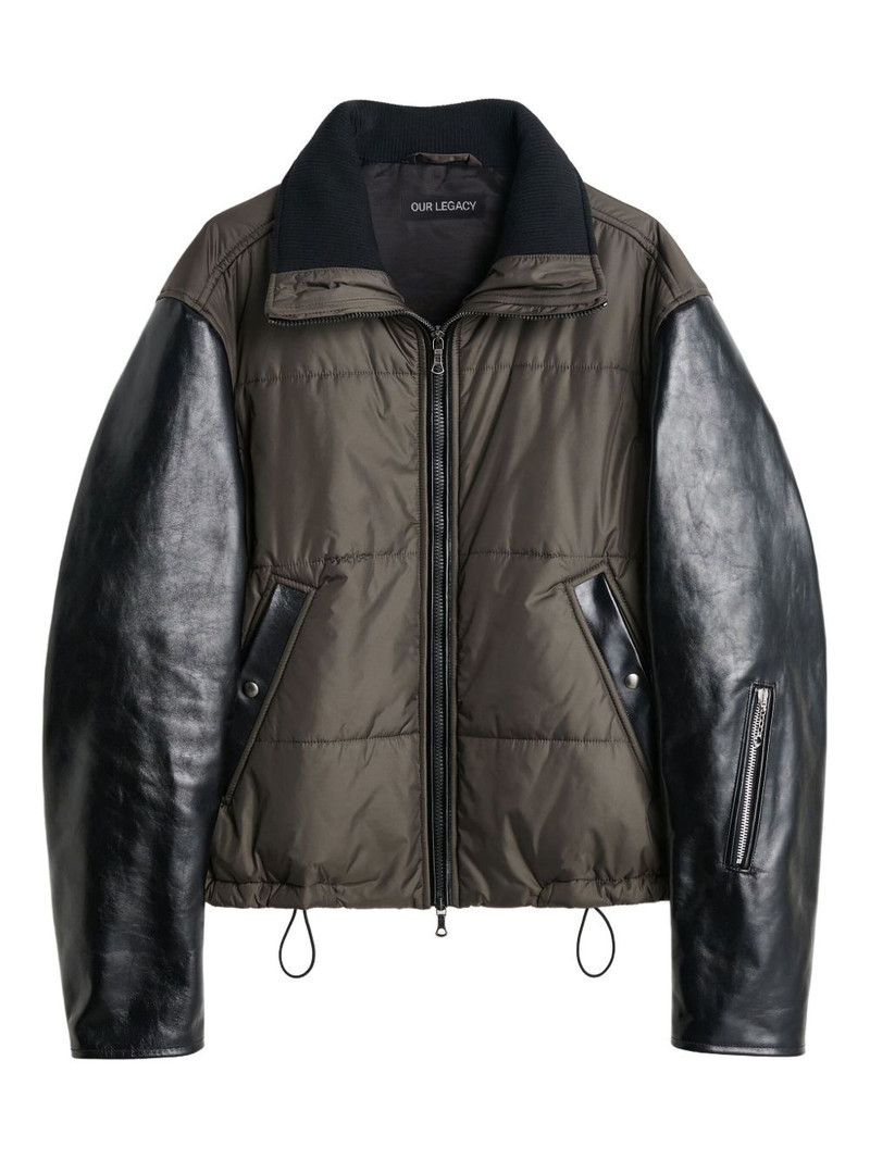 leather-sleeve quilted jacket 1