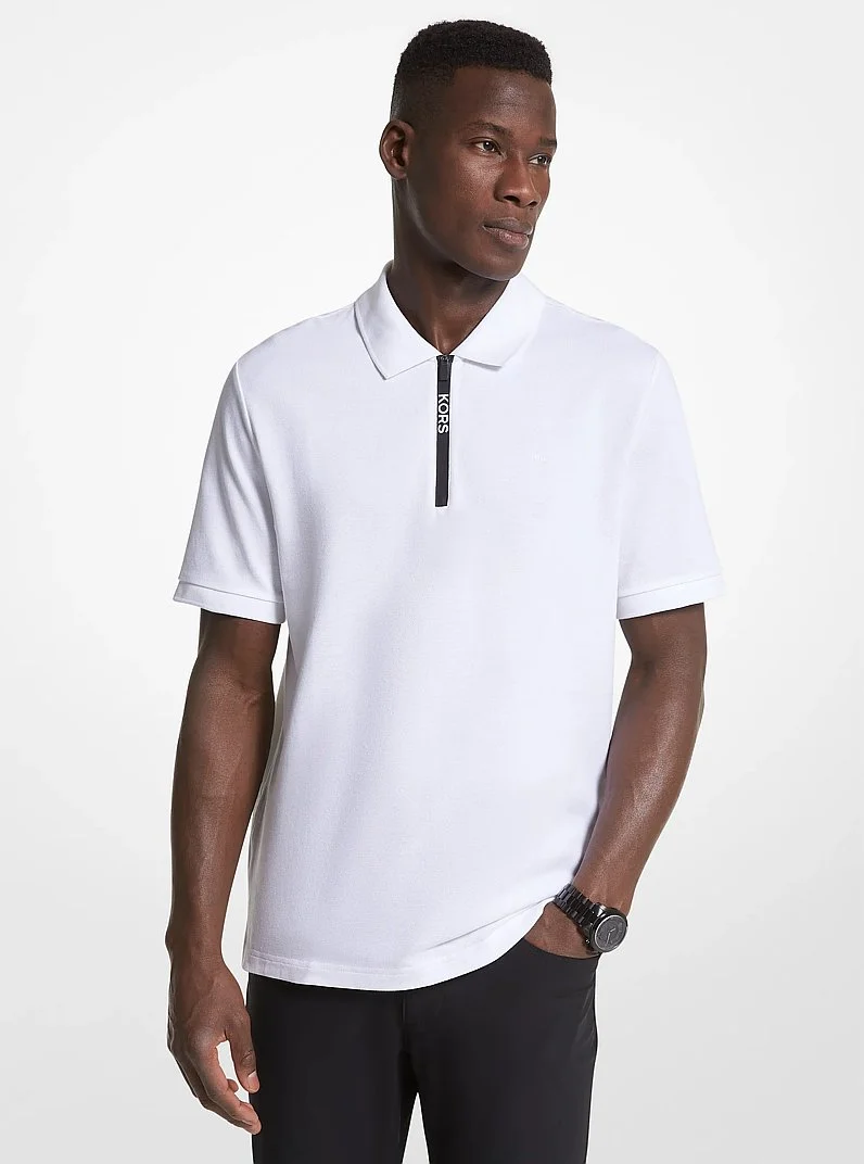 Cotton Half-Zip Polo Shirt - 1