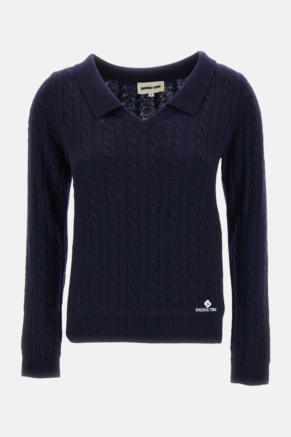 V-neck cable-knit sweater - 1