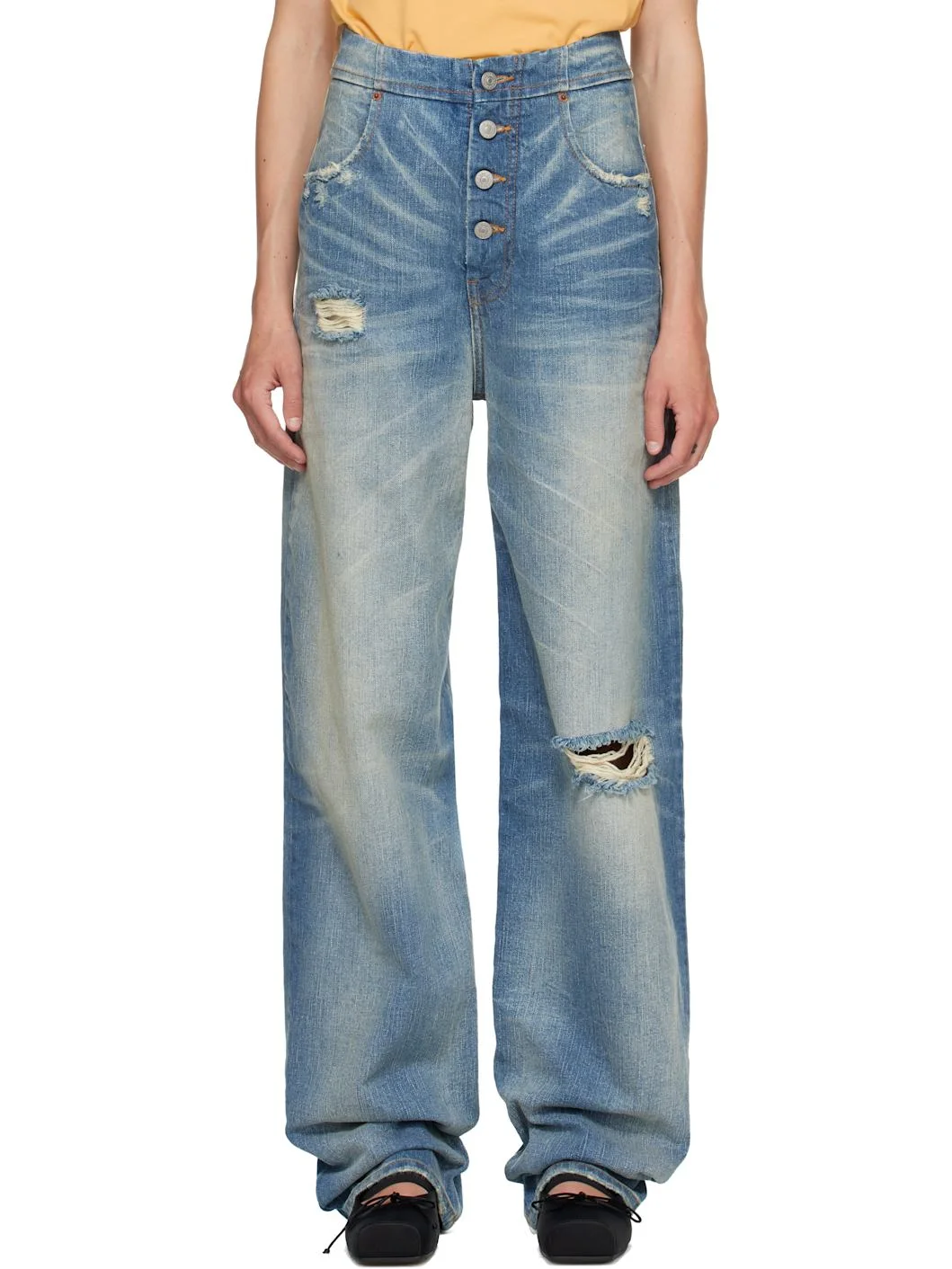 Blue Distressed Jeans - 1