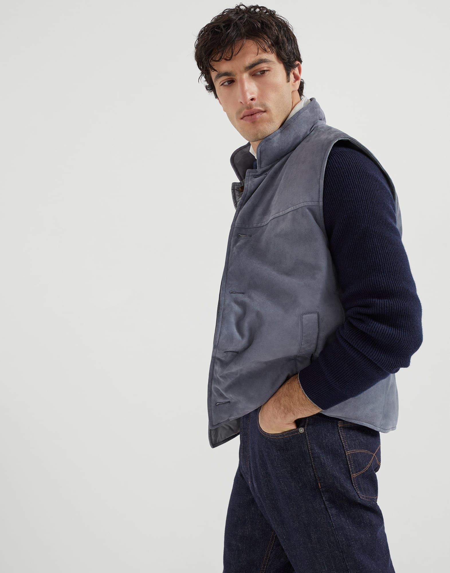 Suede down vest - 4