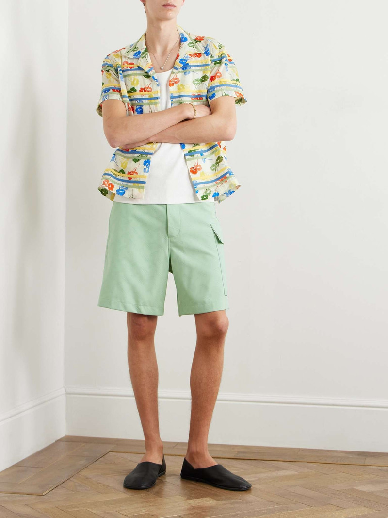Marni Confetti Straight-Leg Embroidered Grain de Poudre Wool Cargo Shorts outlook
