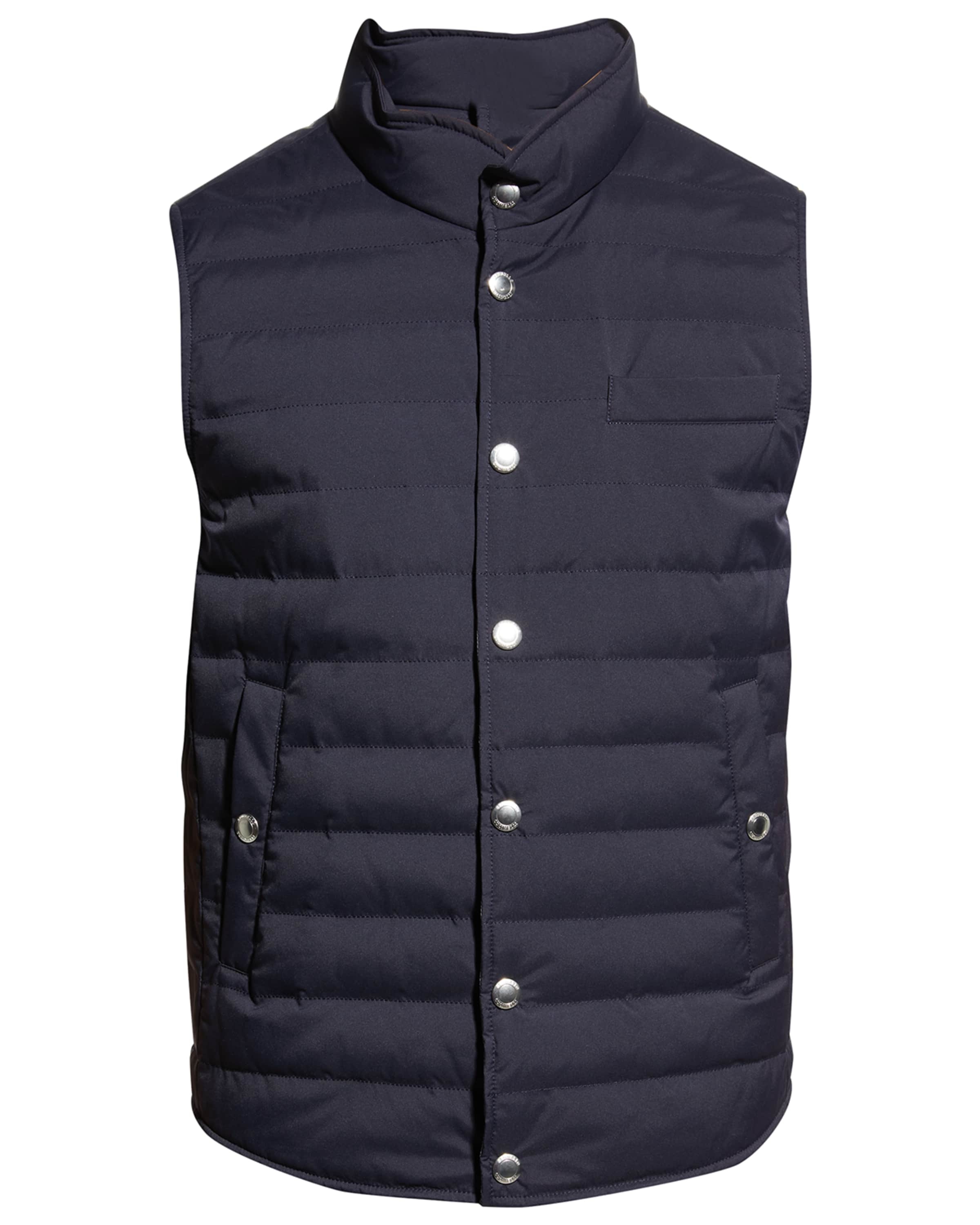 Men's Snap-Front Quilted Down Vest - 1