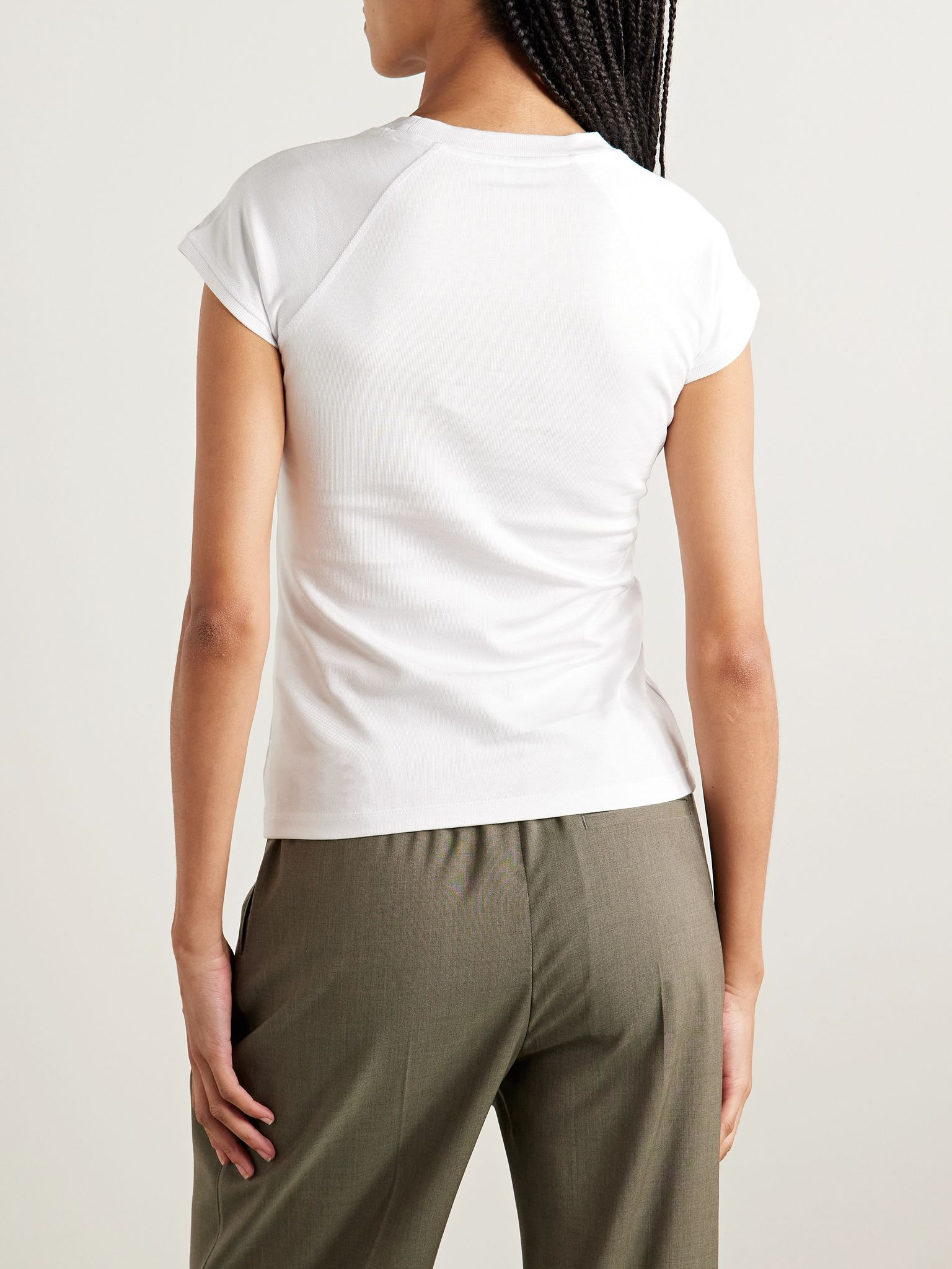 Anagram embroidered cotton-blend jersey T-shirt White - 4