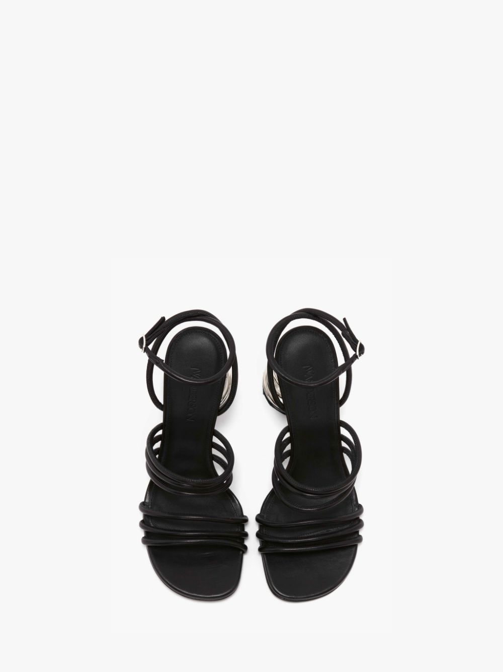 SPIRAL HEEL LEATHER SANDALS - 4