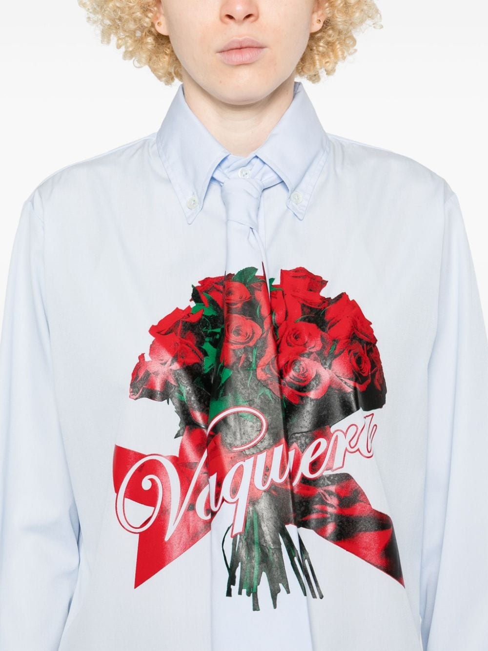 rose bouquet-print shirt - 5