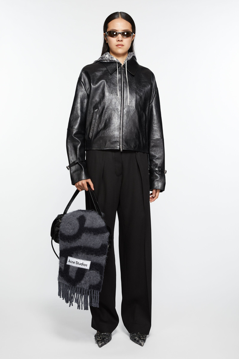 Acne Studios Scarf wool alpaca logo - Black/grey outlook