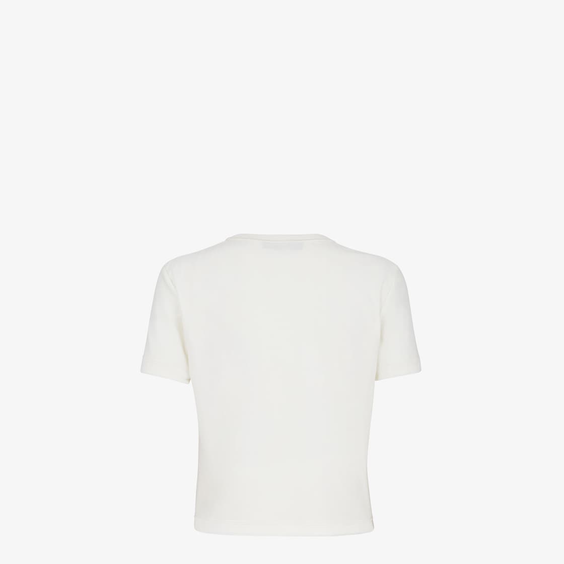 Cropped T-shirt with crew neck and short sleeves. Made of white jersey decorated with the Fendi Roma - 2