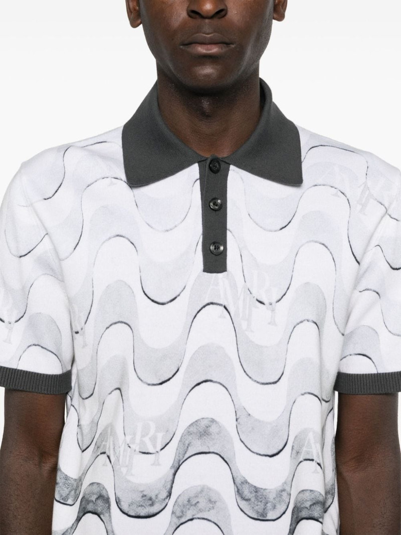 Staggered wave-print polo shirt 5