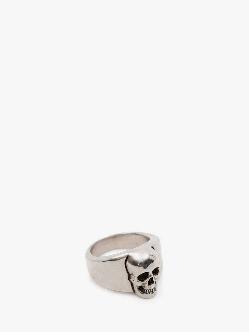Skull Signet Ring in Antique Silver - 3