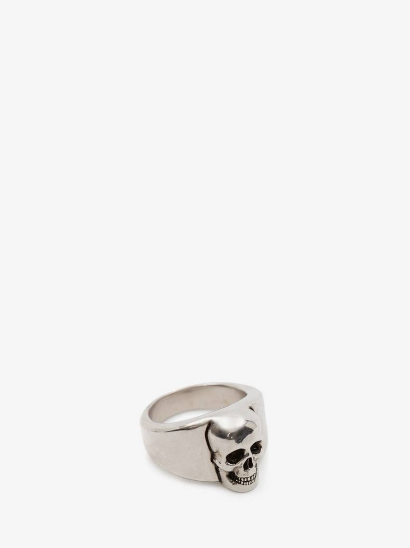 Skull Signet Ring in Antique Silver 3