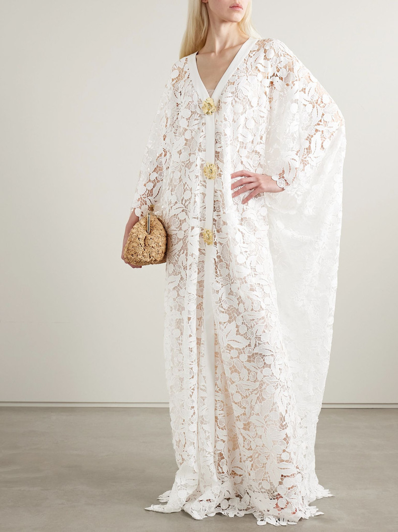 Oscar de la Renta Embellished guipure lace gown White outlook