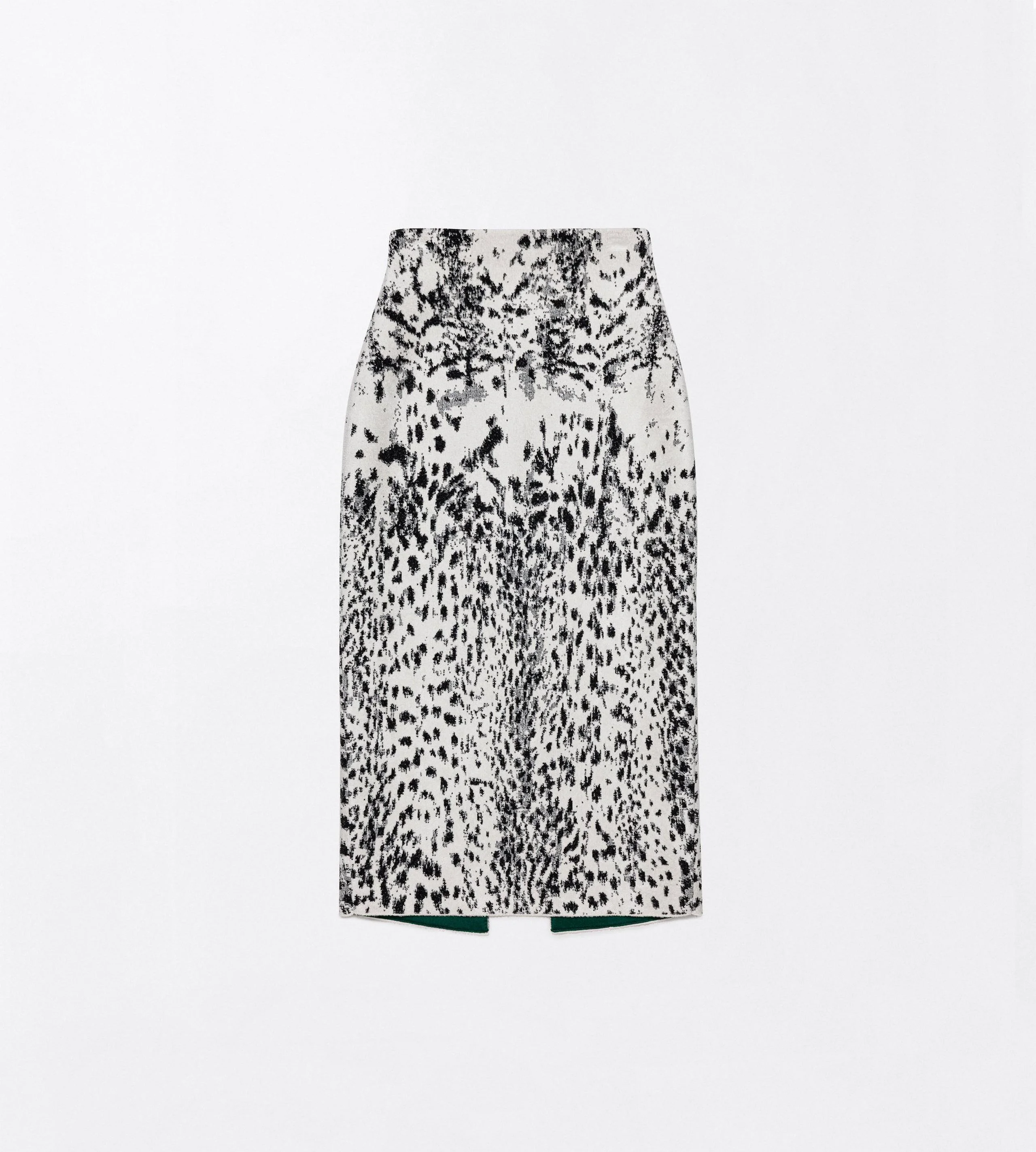 LYNX JACQUARD VELVET PENCIL SKIRT WITH FRONT SLIT - 1