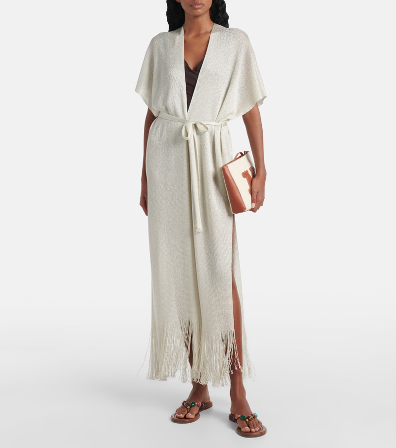 Max Mara Zarelia fringed lamé kaftan outlook