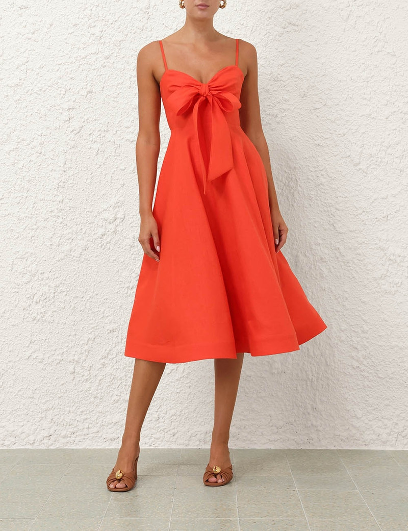 Zimmermann CRUSH TIE FRONT MIDI DRESS outlook