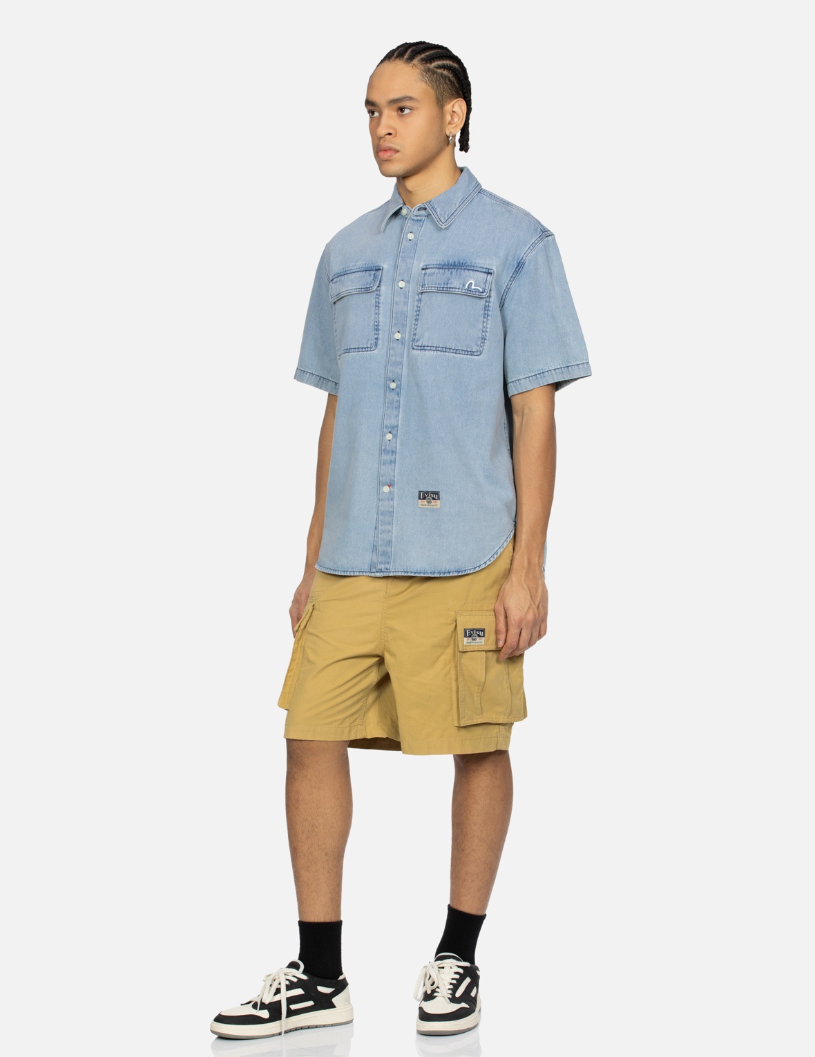 SEAGULL AND LOGO FLAG LABELS PRINT FASHION FIT SHORTS - 4