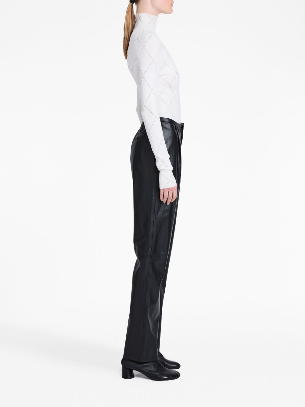 faux-leather straight-leg trousers - 3