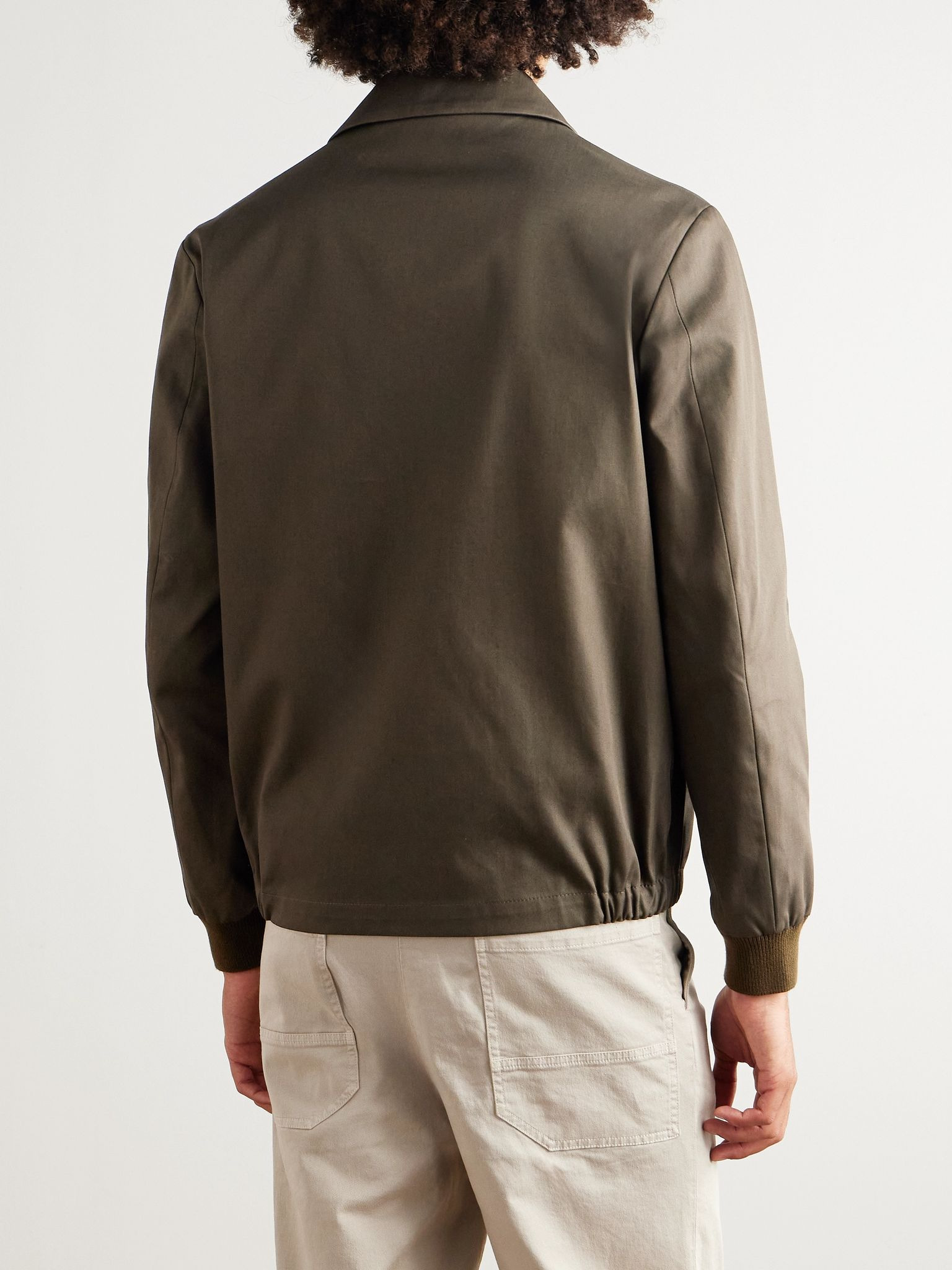Cotton-Gabardine Blouson Jacket Green - 3
