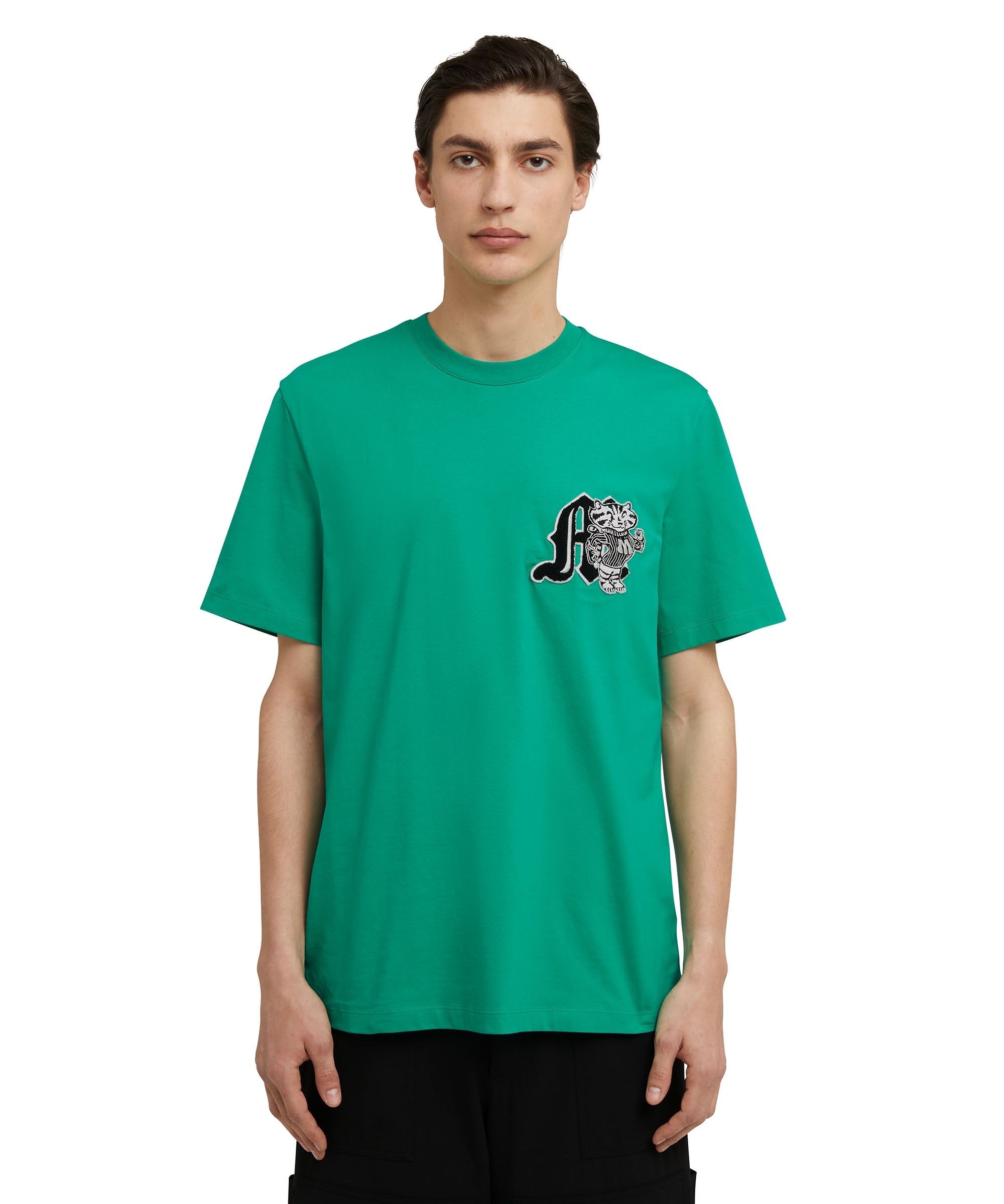 Cotton crewneck t-shirt with MSGM "M" mascot patch - 2
