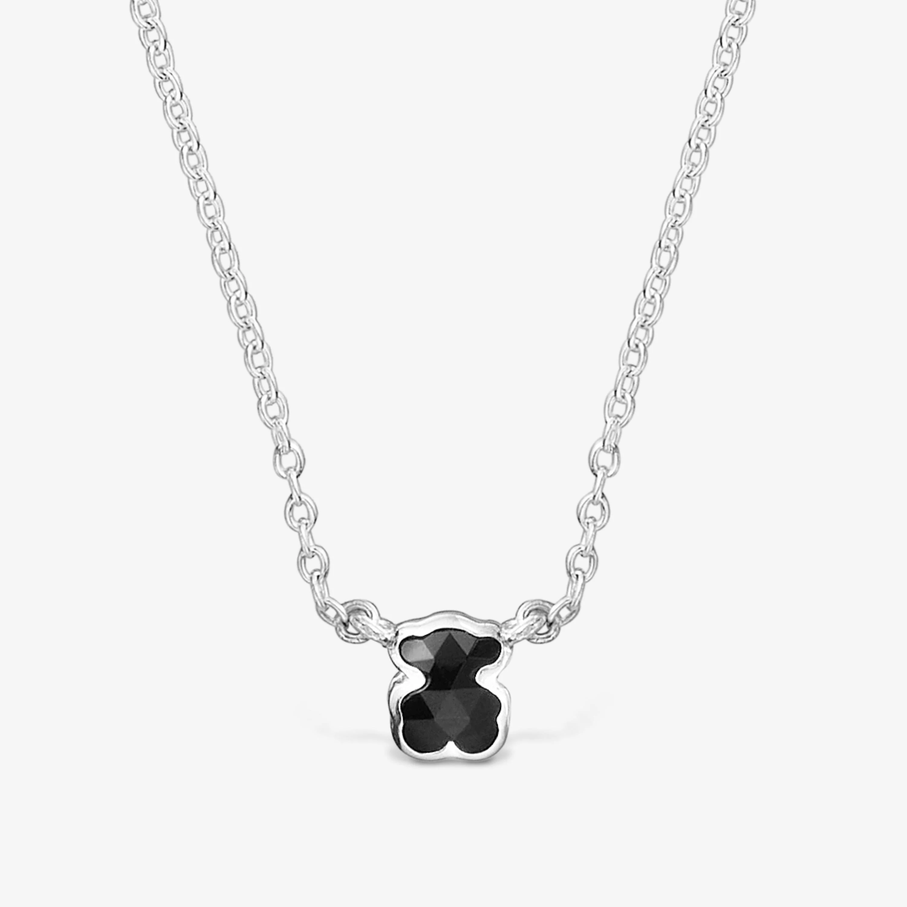 Short silver Necklace with small bear motif in onyx TOUS Icon Color - 1