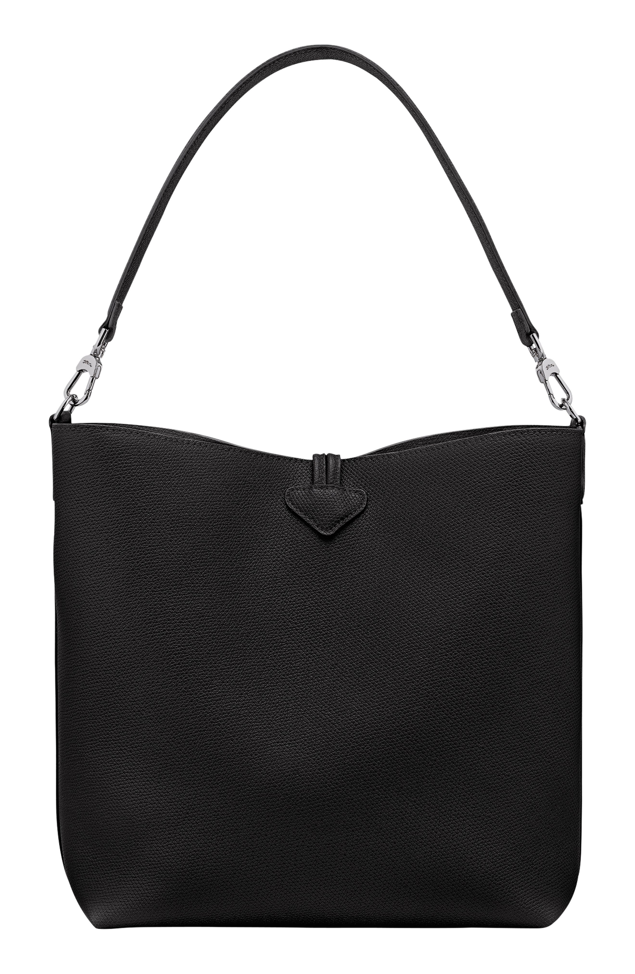Longchamp Medium Le Roseau Leather Hobo Bag in Black at Nordstrom - 3