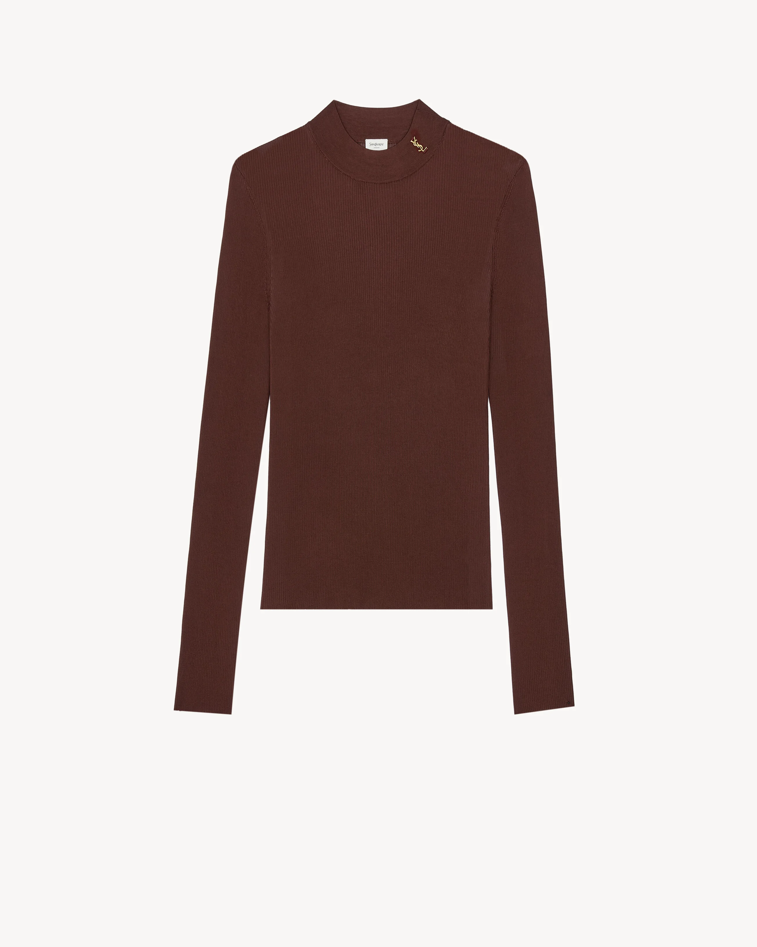 CASSANDRE STAND-COLLAR TOP IN RIBBED SILK - 1
