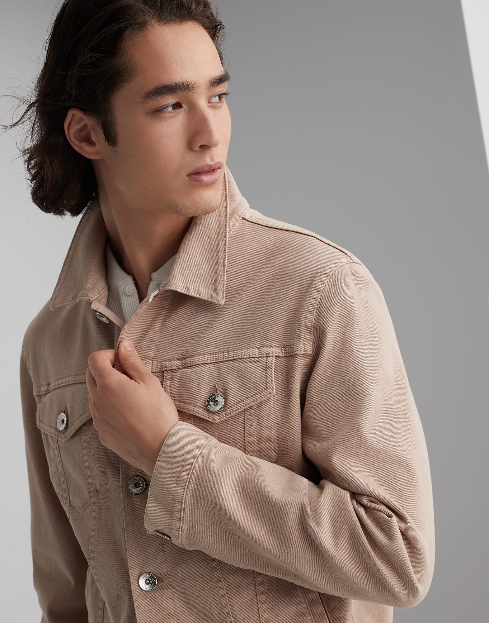 Garment-dyed comfort cotton lightweight denim four-pocket jacket - 3