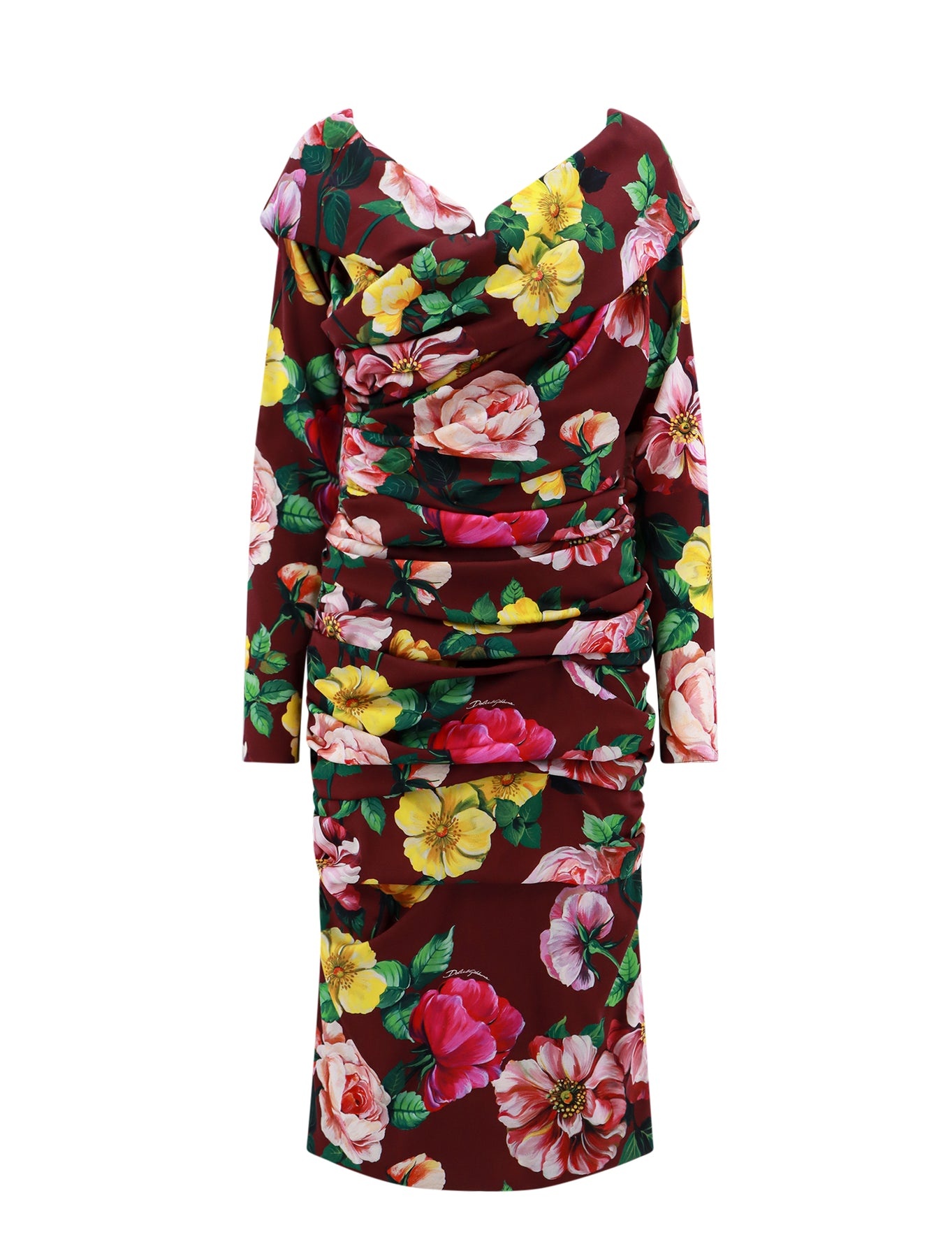 Stretch silk dress with floral print - 1