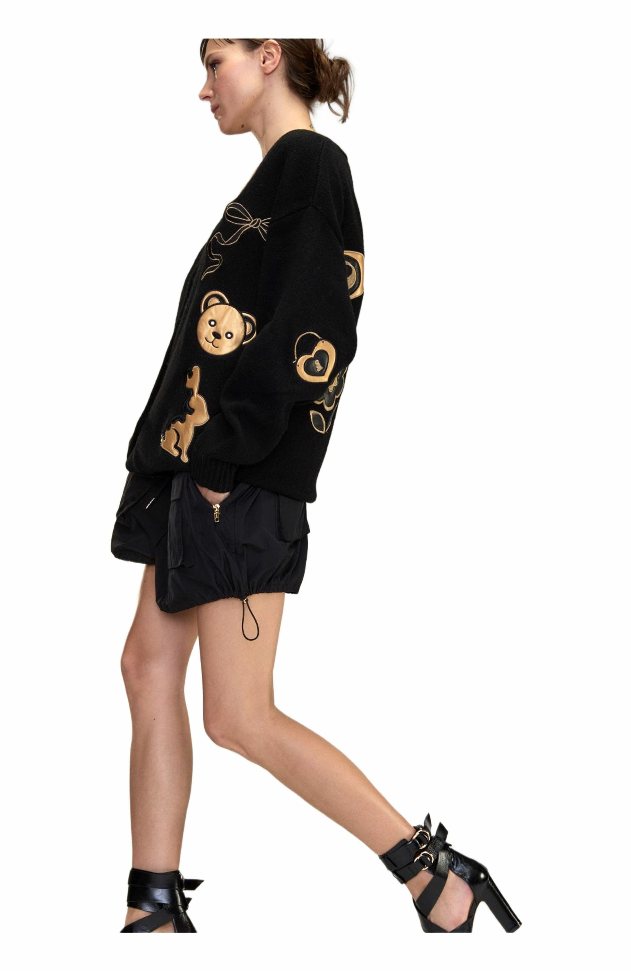 Cynthia Rowley Playful Patchwork Cardigan in Black_Gold at Nordstrom - 7