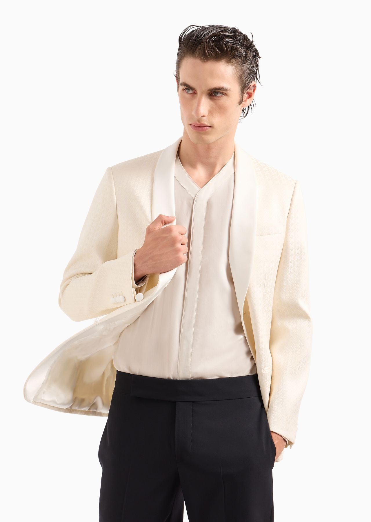 Soho line single-breasted tuxedo jacket in jacquard fabric - 6