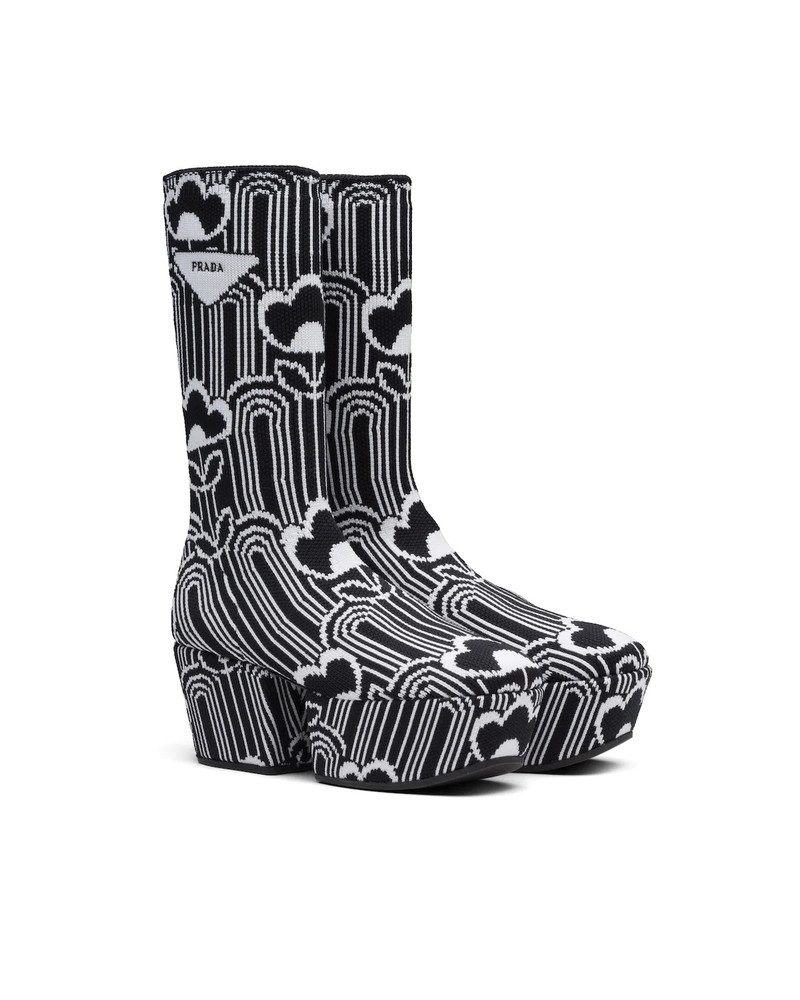 Jacquard knit platform boots - 1