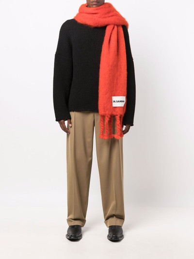 Jil Sander logo-patch fringed-edge scarf outlook