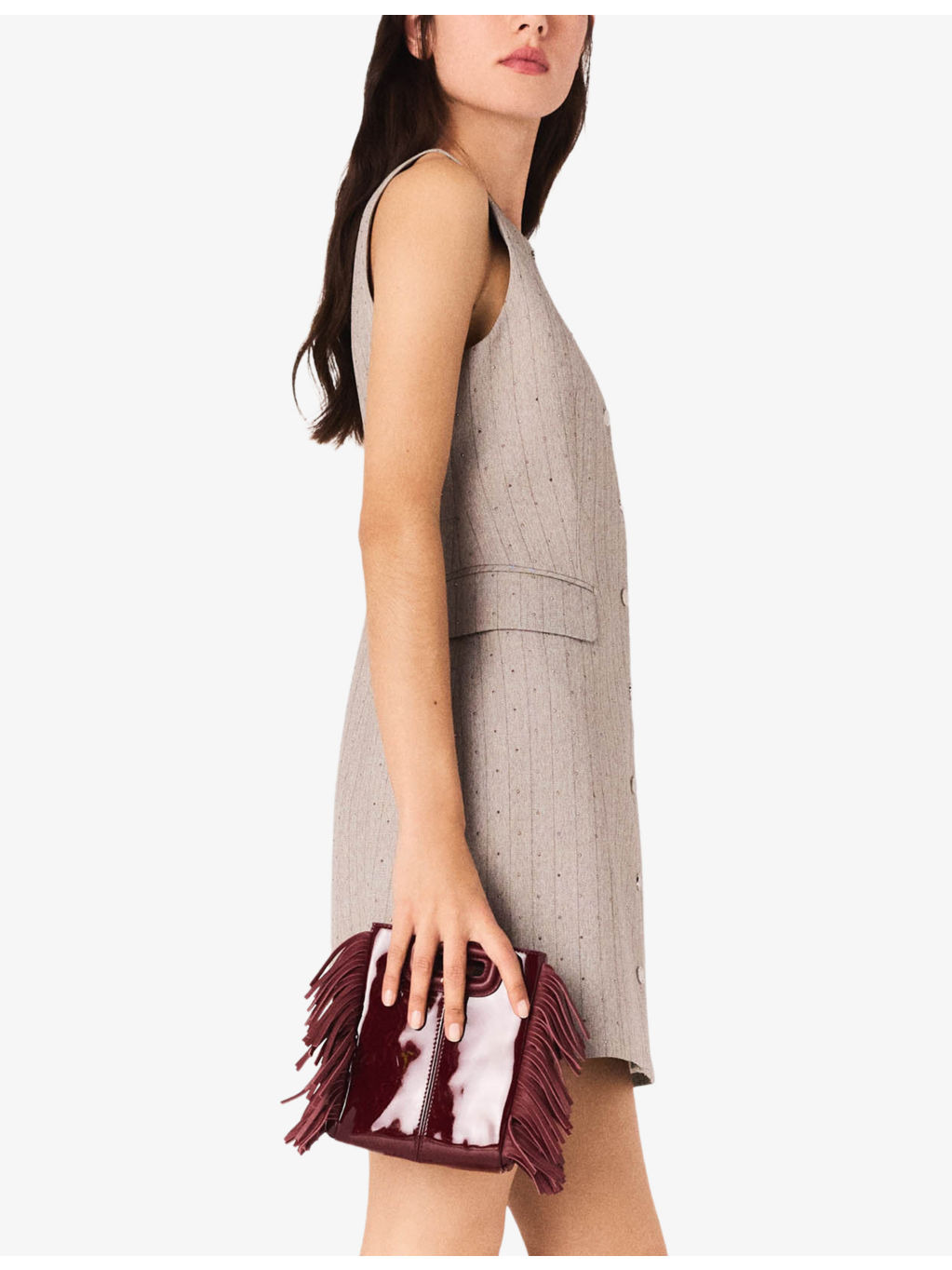 Rhinestone-Embellished Button-Down Stretch-Woven Suit Mini Dress - 3