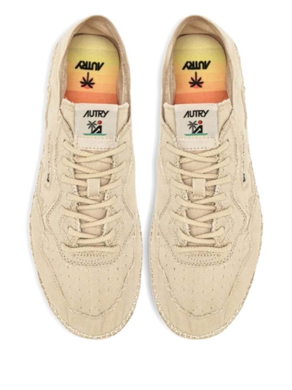 lace-up jute low-top sneakers - 3